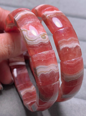 天然五花肉红纹石手排正桃花手串
