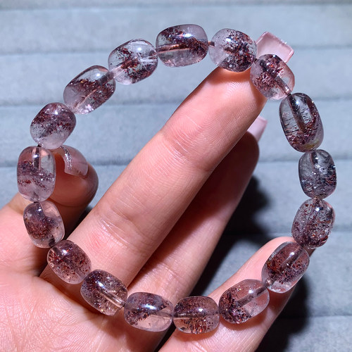 天然毒液超七水晶桶珠手串饰品女
