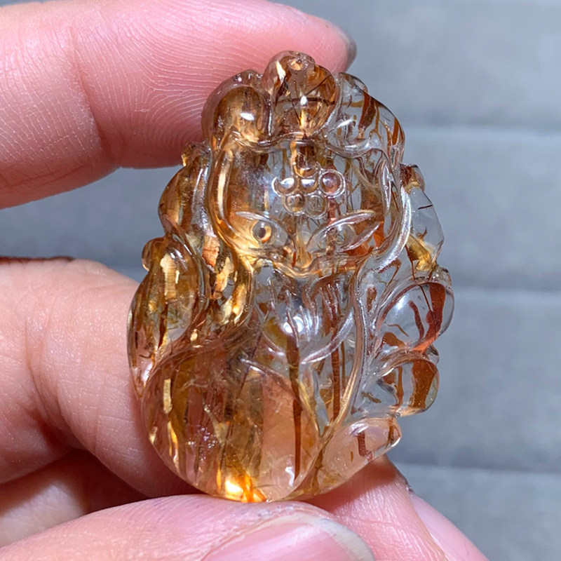 天然黑金超九尾狐吊坠云母黑金发晶共生双轮超七饰品一物一图男女