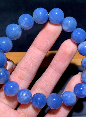 天然莹润蓝兔毛单圈手链兔毛水晶