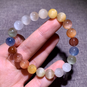 天然渐变拉丝兔毛手链猫眼绒发女