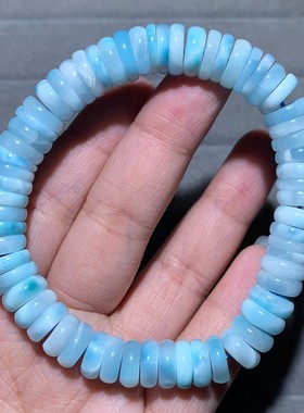 天然拉利玛海纹石盘珠手链