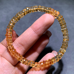天然巴西黄钻切水晶随形手链盘珠清透金橘黄晶手串情侣款送礼物女