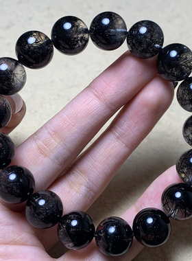 天然巴西黑发晶手链单圈浓密钛晶