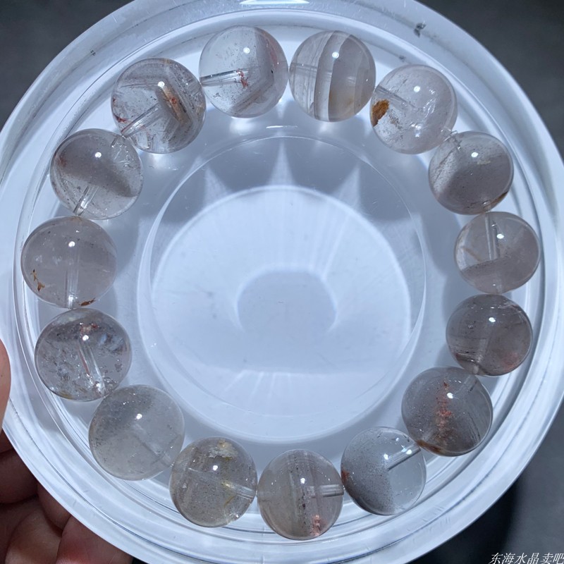 天然灰幽灵异象水晶手链女生饰品