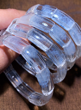 天然蓝针水晶手排单圈饰品白水晶