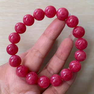 天然蔷薇辉石单圈手链粉红色蔷薇辉晶水晶手串一物一图饰品民族风