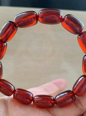 天然巴西石榴石桶珠手链闺蜜情侣