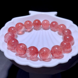 天然老矿草莓晶单圈水晶手链白水体一物一图草莓晶手串饰品礼物女
