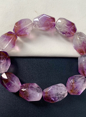 天然极光23水晶刻面随形手链紫色