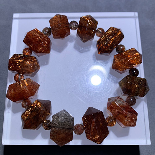 天然黑金超双尖手链手串云母柱发