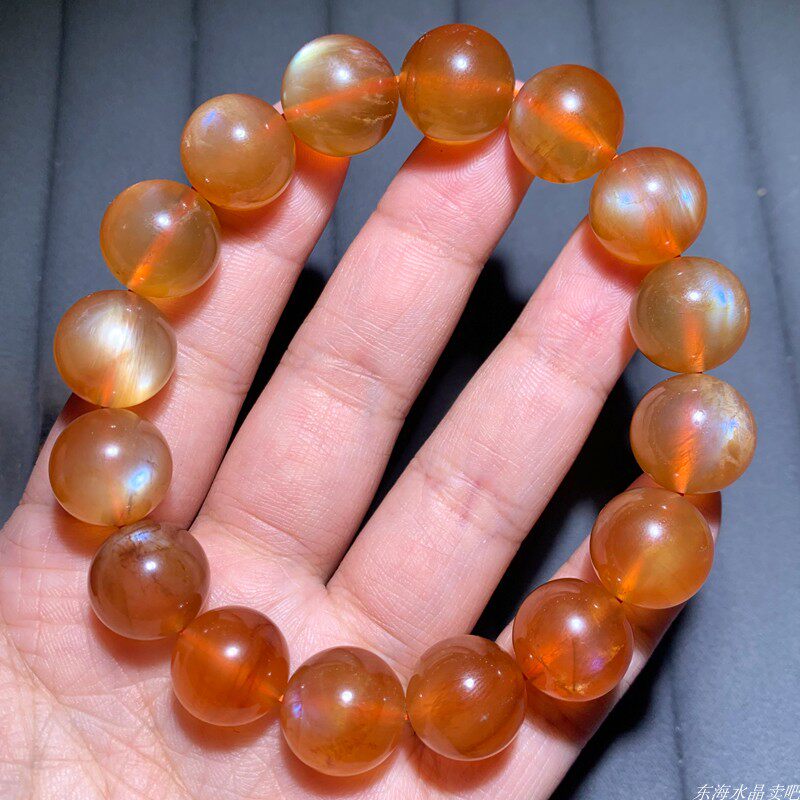 天然安德森长石手链手串西藏强光太阳石日光石水晶饰品宝石男女款