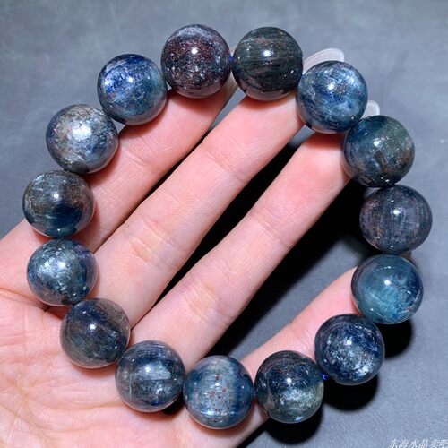 天然共生矿草莓蓝晶石单圈手链女