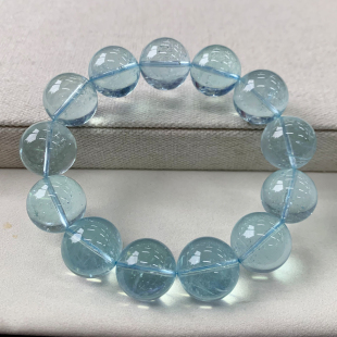 巴西天然冰透海蓝宝手链绿柱石魔鬼蓝水晶手串饰品送礼物情侣男女