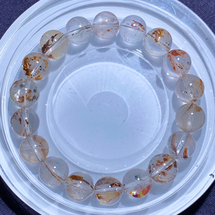 天然锦鲤黄铜矿共生彩铜矿手链黄铁矿石红黄胶花送礼物送饰品男女