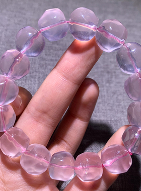 天然粉晶菠萝珠水晶单圈手链星光