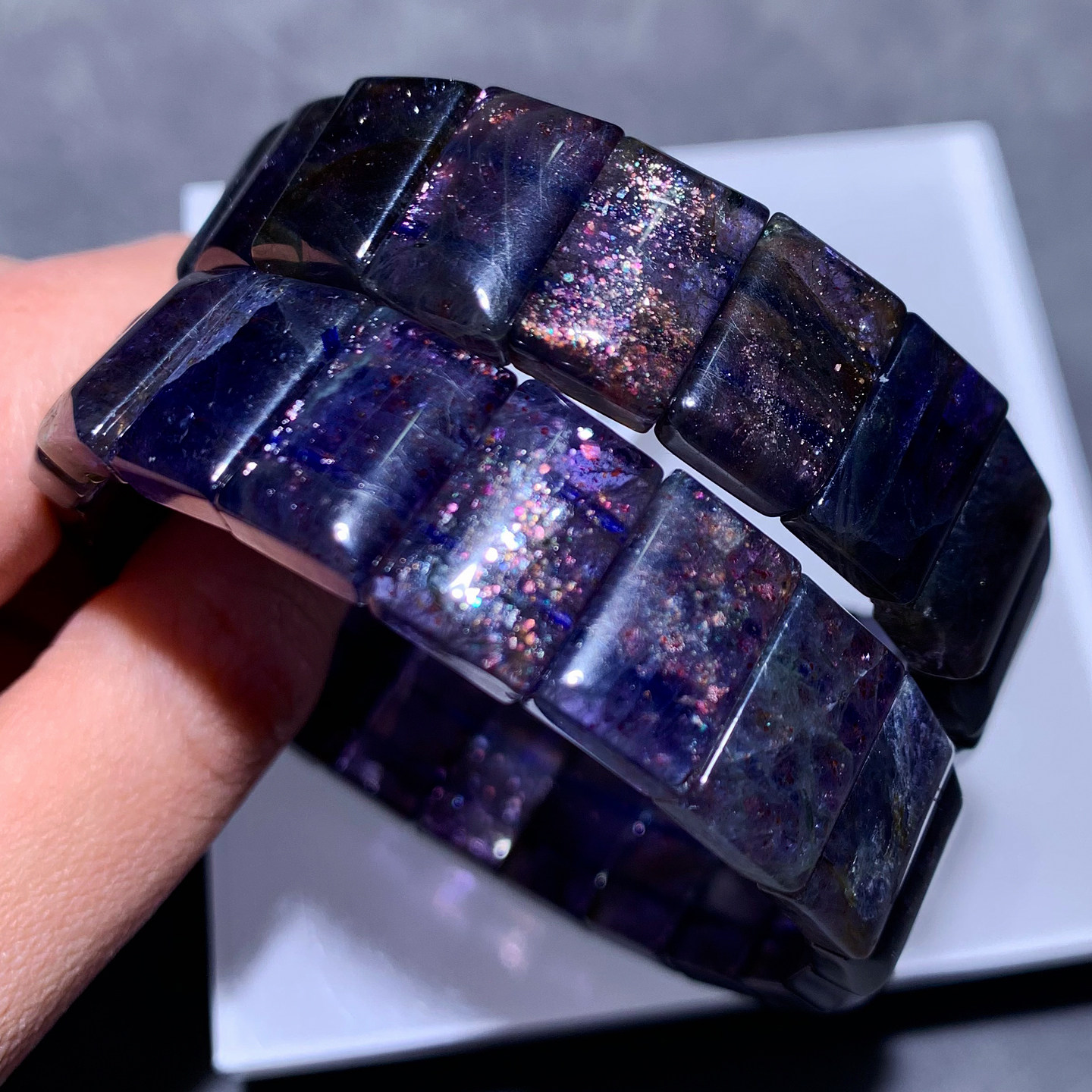 天然星空血滴堇青石手排金星石水晶手串情侣配饰饰品送礼物男女生