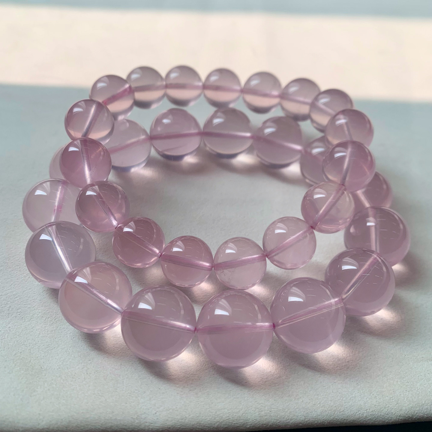 天然冰透星光粉晶手链单圈淡粉大颗粒芙蓉石粉水晶手串礼物情侣女