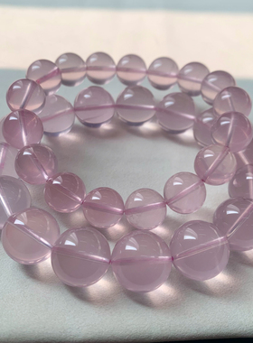 天然冰透星光粉晶手链单圈淡粉女