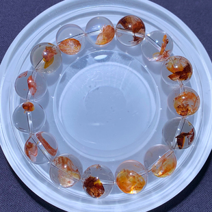 天然巴西枫叶胶花水晶手串异象水晶原色红幽灵饰品一物一图礼物女