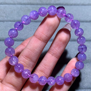 天然梦幻紫玉晶单圈手链冰透紫水晶手串霓虹饰品送礼物男女情侣款