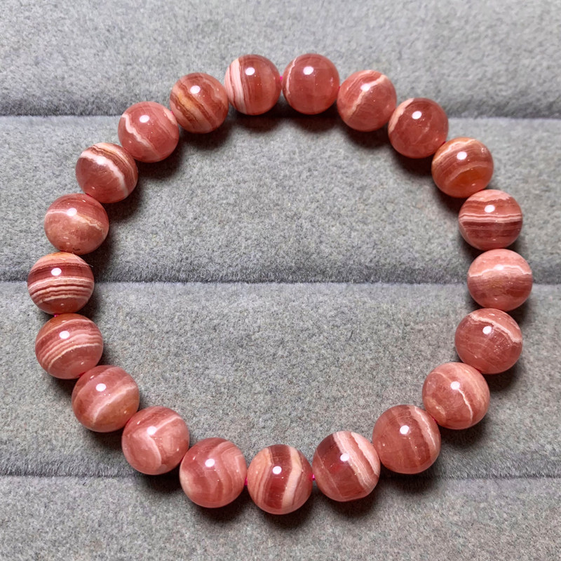 天然五花肉红纹石手链冰种阿根廷女礼物手串情侣饰品一物一图送礼