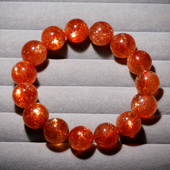 天然爆闪金太阳单圈手链日光石水晶饰品礼物女红太阳石绿柱石手串