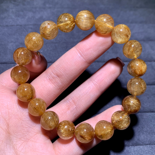 巴西天然顺发铜发晶手链浓密发丝金红钛晶水晶手串饰品礼物男女款