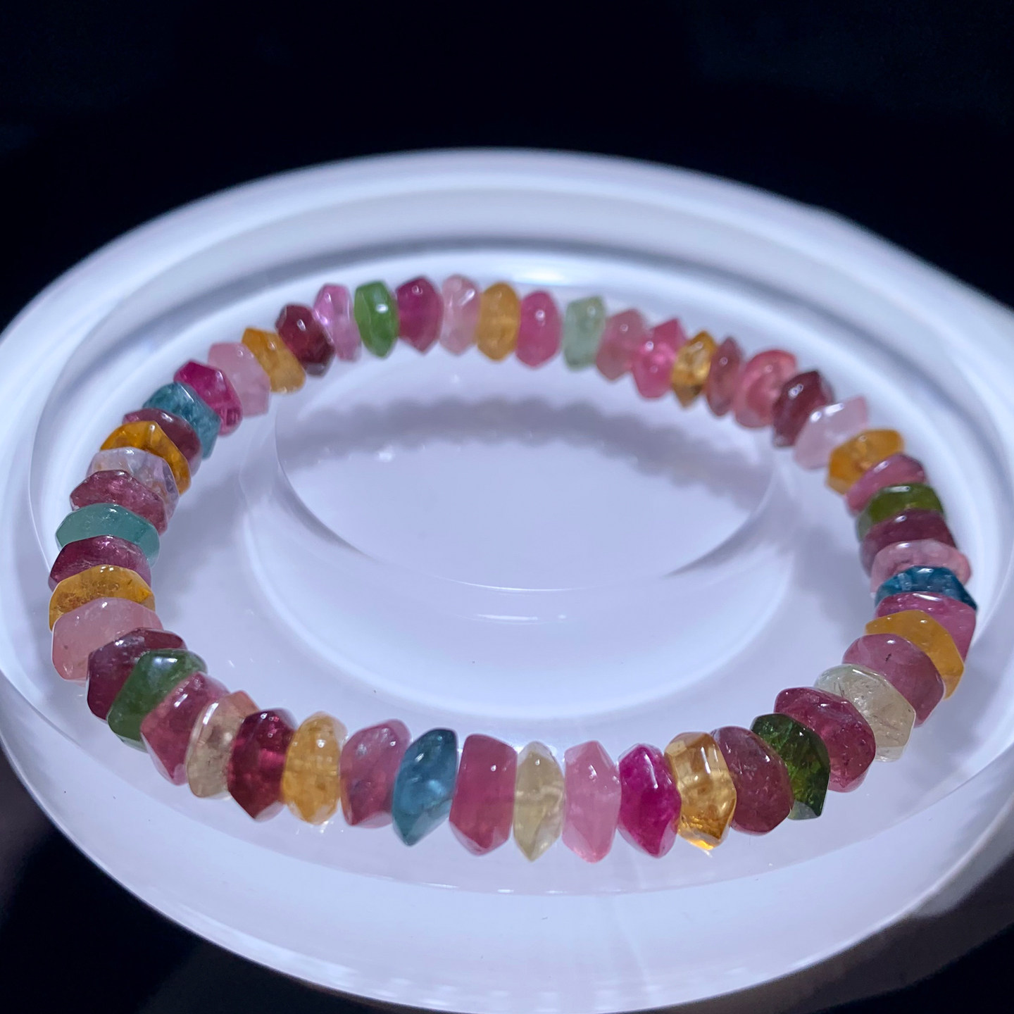 天然小颗粒碧玺刻面手链老矿彩虹糖果手串水晶饰品送闺蜜礼物情侣