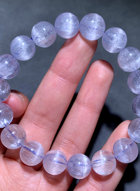 天然冰透紫蓝锂辉石手链单圈水晶