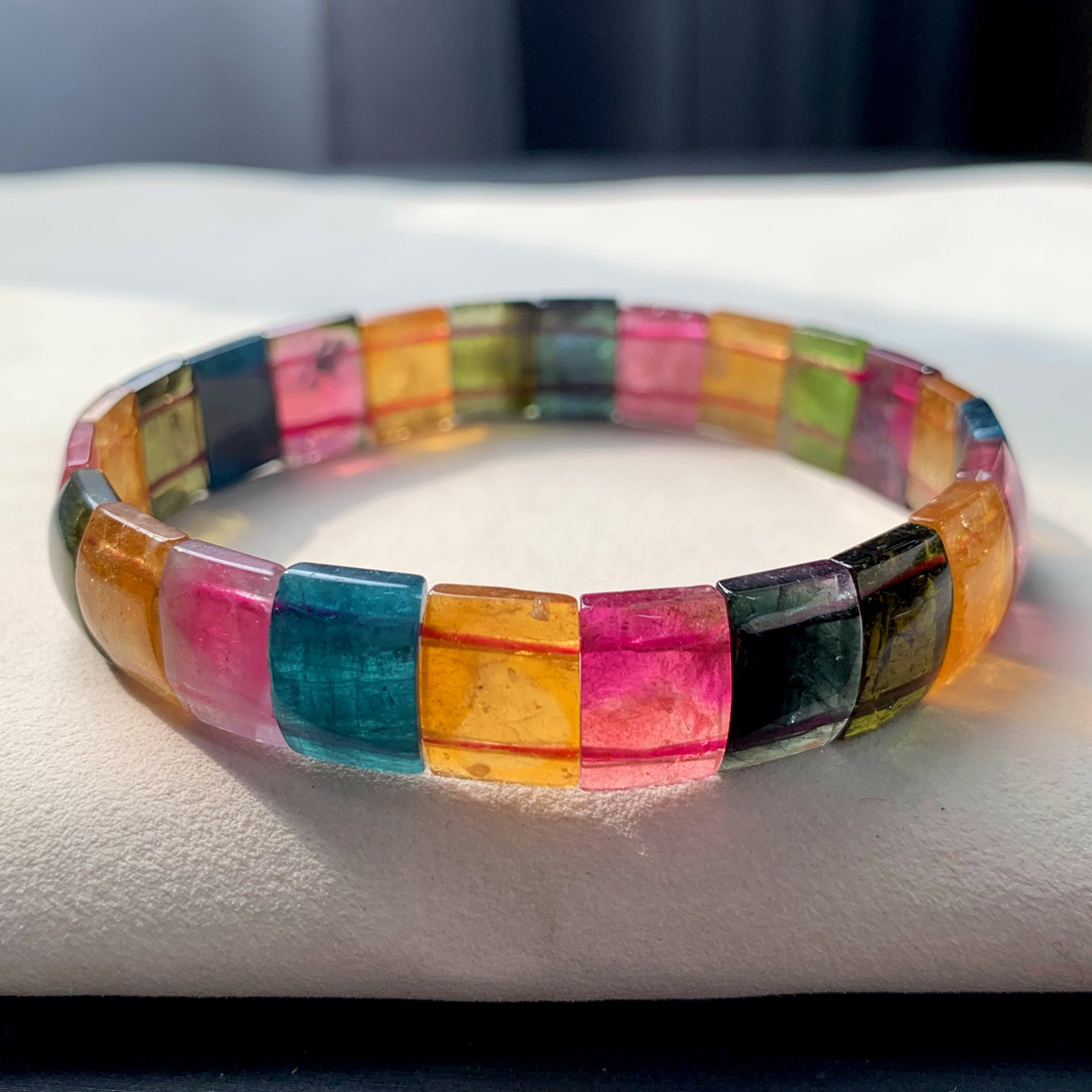 天然巴西老矿彩虹碧玺手排糖果色水晶手牌手链饰品女生礼物情侣款