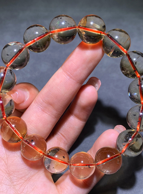 天然巴西黄水晶单圈手链清透金橘