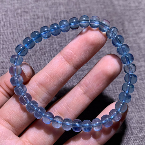 巴西天然碎碎冰海蓝宝盘珠手链女