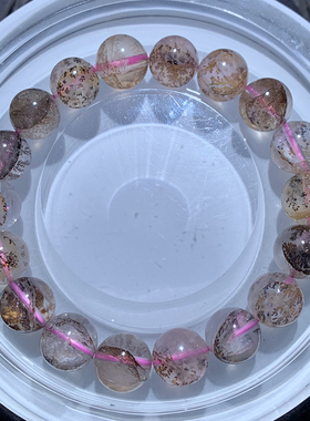 天然粉胶花小树老矿黄金树手链