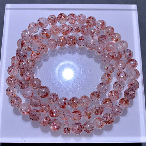 云母片金草莓长石共生赤铁矿手链