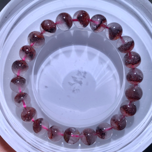 天然小颗粒金草莓超七手链彼岸花发晶云母片水晶手串百搭饰品情侣