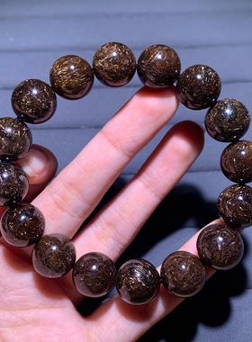 天然顺发黑铜发晶手串礼物情侣女