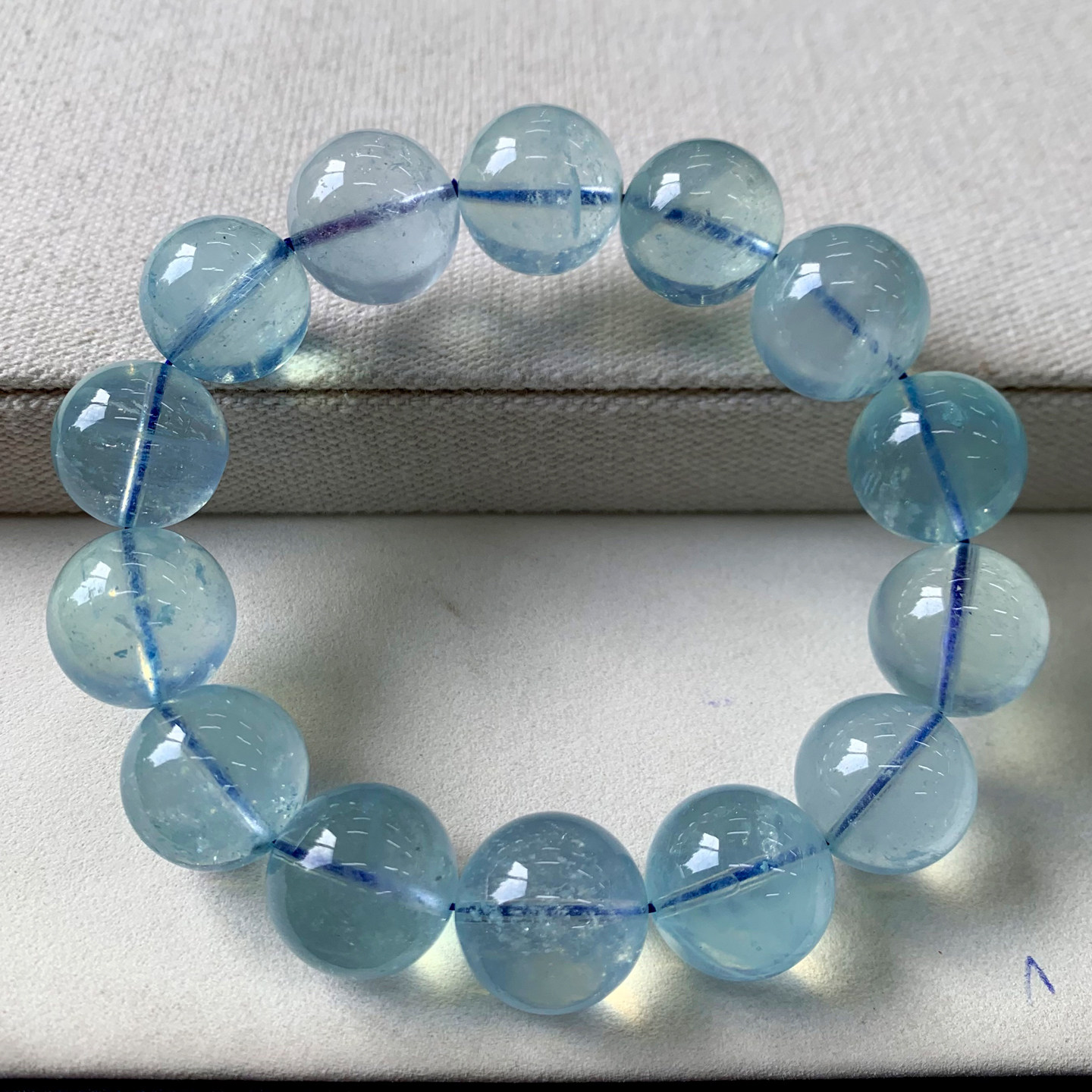 巴西天然冰透海蓝宝手链浅蓝绿柱石湛蓝水晶手串饰品礼物情侣男女