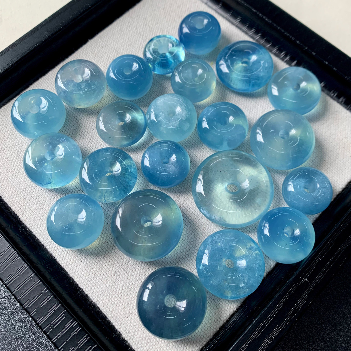 天然冰种海蓝宝平安扣湛蓝水晶吊坠配饰绿柱石饰品礼物情侣款男女