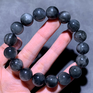 天然猫眼灰兔毛单圈手链银灰发细密柔顺白发晶送礼物水晶情侣饰品