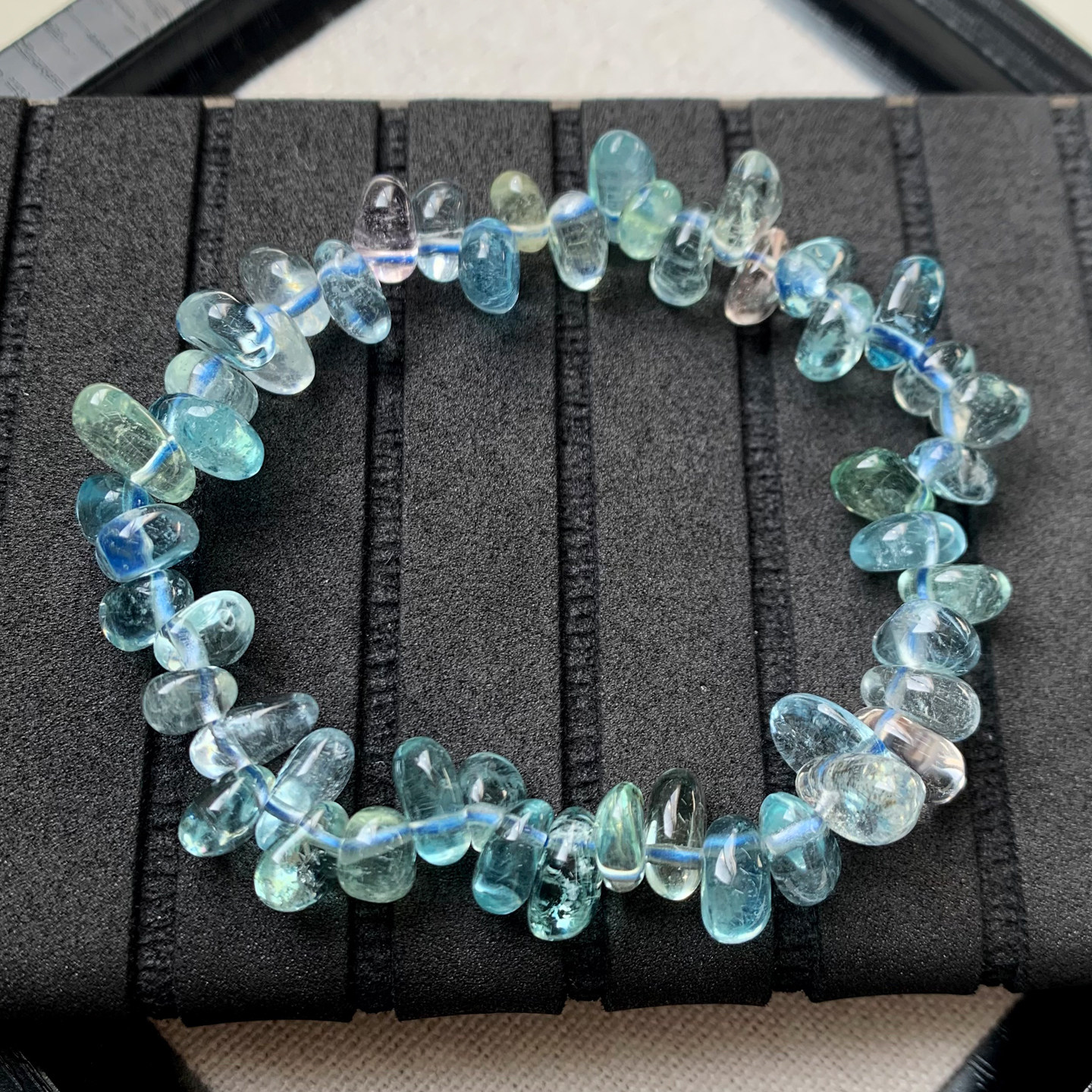 天然冰透摩根石随形单圈手链绿柱石海蓝宝橘蓝粉黄水晶手串饰品女