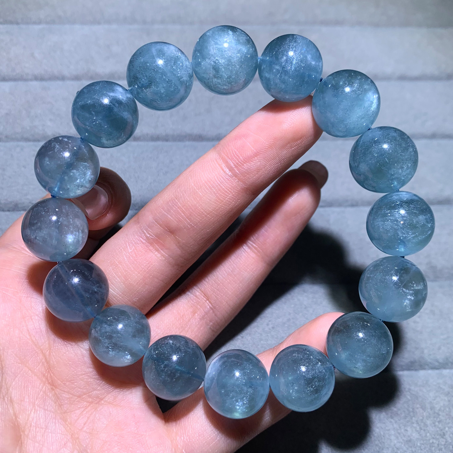 天然巴西星光海蓝宝手链魔鬼蓝绿柱石水晶手串饰品送礼物情侣男女