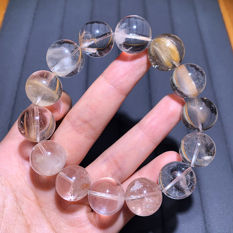 天然兔毛发晶单圈水晶手链佛珠女维纳斯发晶猫眼饰品手串送礼物女