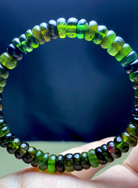 天然黑糖绿碧玺盘珠单圈手链饰品