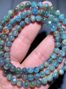 天然共生蓝晶石三圈手链饰品水晶