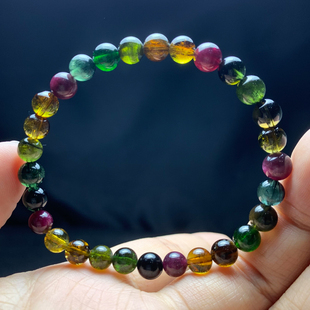 天然老矿巴西黑玫瑰碧玺手链黑美人老矿碧玺饰品手串一物一图礼物