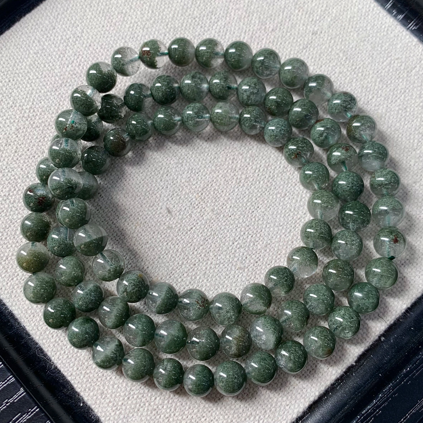 天然巴西幽灵水晶手串三圈满矿红绿幽灵聚宝盆半盆手链送礼物情侣