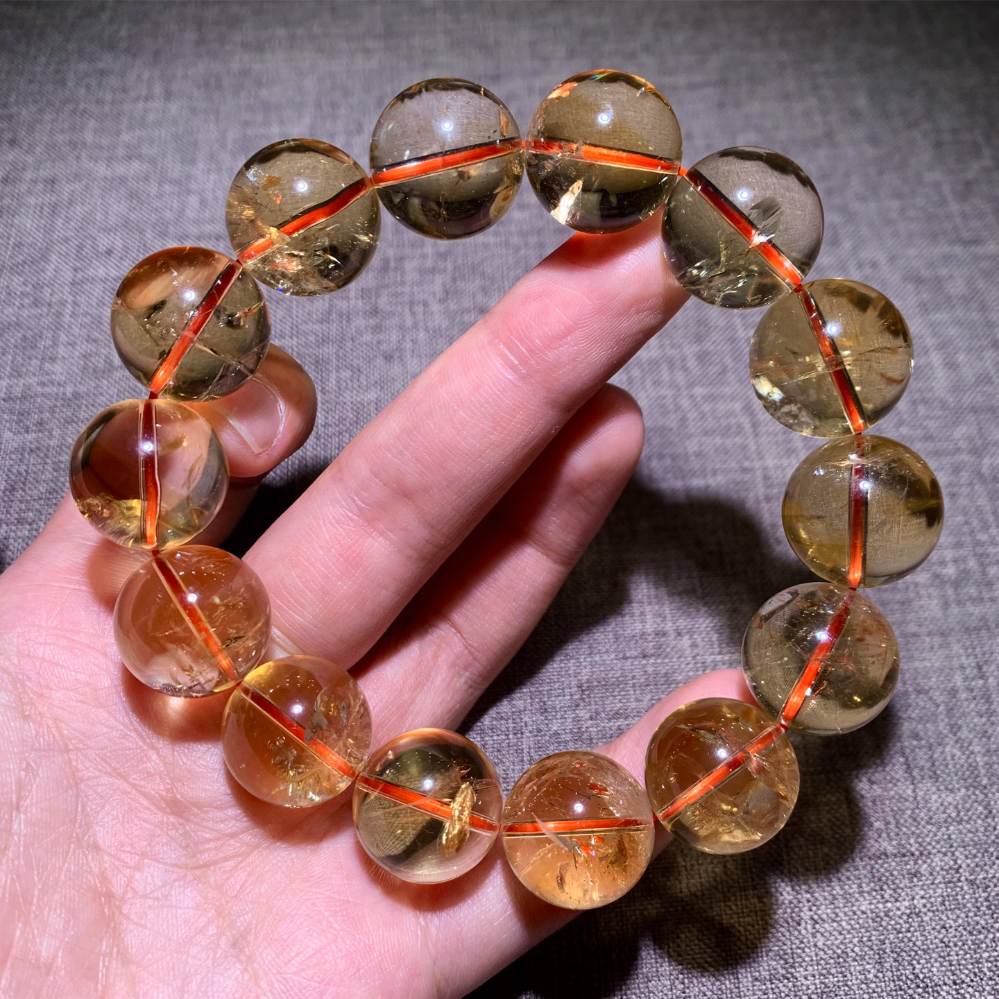 巴西天然冰透黄水晶手链透体手串