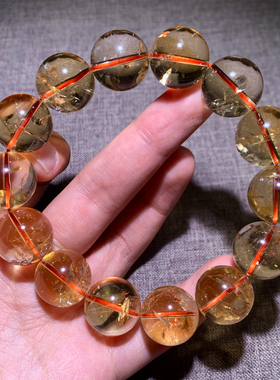 巴西天然冰透黄水晶手链透体手串