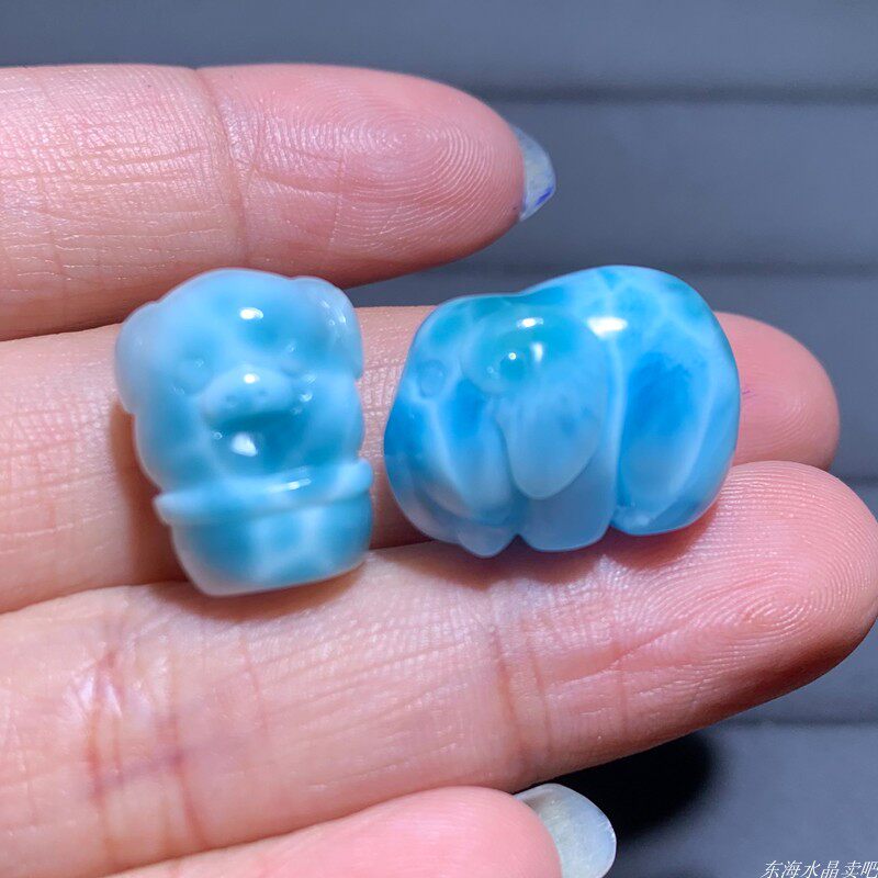 天然拉利玛水晶海纹石吊坠配饰女